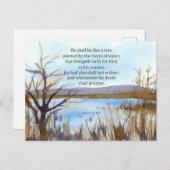 Psalm 1 Schrift Bijbelvers Woestijn Meer Berg Briefkaart (Voorkant / Achterkant)