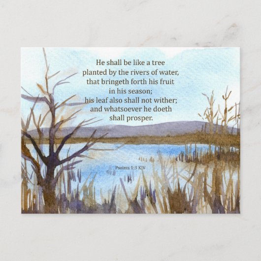 Psalm 1 Schrift Bijbelvers Woestijn Meer Berg Briefkaart (Voorkant)