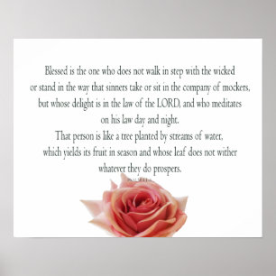Psalm 1, Wet van dag en nacht, Stromen van water, Poster