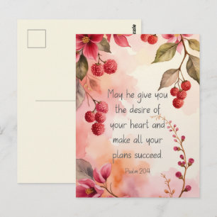Psalm 20:4 Gebed van Uw Hart Schrift   Bloemmotief Briefkaart