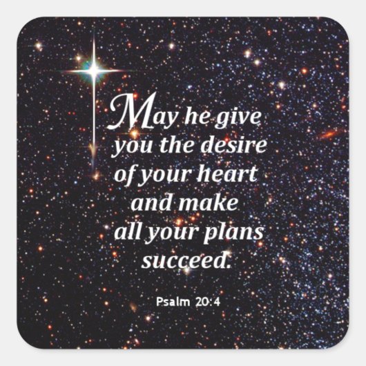 Psalm 20:4 vierkante sticker (Voorkant)