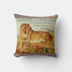 Psalm 20:7 Christelijke Lion Bijbelversie Kussen