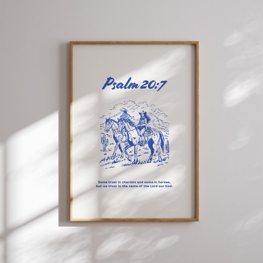 Psalm 20:7 - Vertrouwen op paarden Poster