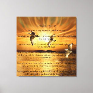 Psalm 23:1-6 The Lord is My Shepard Canvas Afdruk