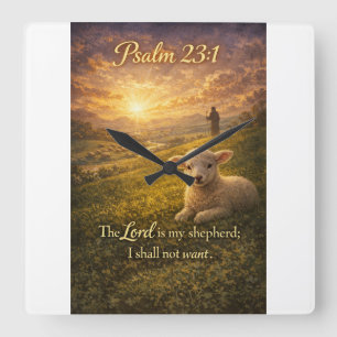 Psalm 23:1 Bijbel Christelijke Lam Wandklok Vierkante Klok