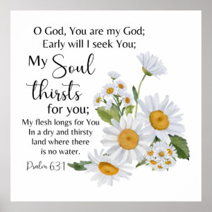 Psalm 23:1 Bijbeltekst Kamille bloemen Poster