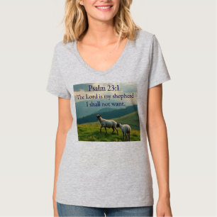 Psalm 23:1 Bijbelvers Vrouwen V-Neck T-shirt