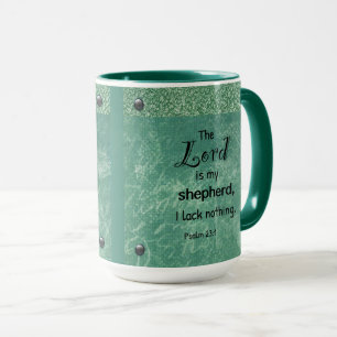 Psalm 23:1 Christelijke typografie ontwerp Mok