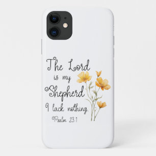 Psalm 23:1 De Heer is mijn herder, gele bloem iPhone 11 Hoesje