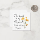Psalm 23:1 De Heer is mijn herder, gele bloem Notitiekaartje (Voorkant / Achterkant in situ)