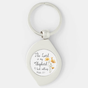 Psalm 23:1 De Heer is mijn herder, gele bloem Sleutelhanger
