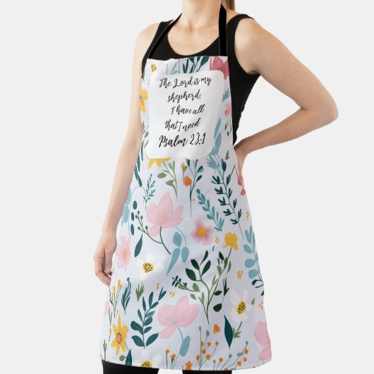 Psalm 23:1 Floral Apron Schort (Insitu)