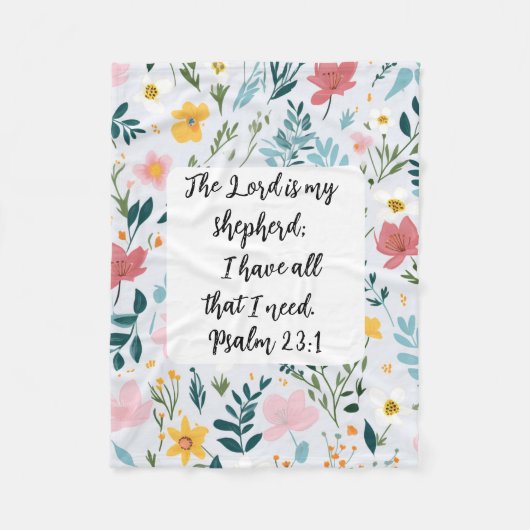 Psalm 23:1 Floral Fleece Blanket (Voorkant)