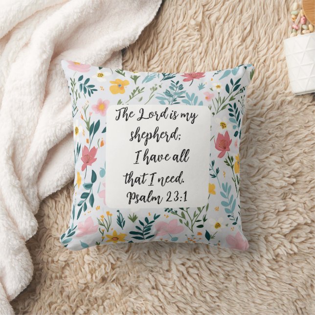 Psalm 23:1 Floral Throw Pillow Kussen (Deken)