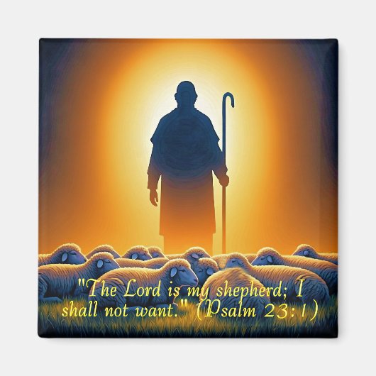 Psalm 23:1 Lord as Shepherd Square Magnet Magneet (Voorkant)