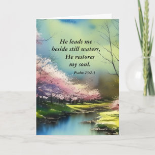 Psalm 23:2-3 Hij herstelt mijn ziel Bijbel Verse Kaart