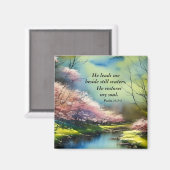 Psalm 23:2-3 Hij herstelt mijn ziel Bijbel Verse Magneet (Voorkant / Achterkant)