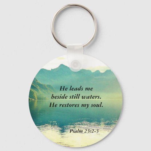 Psalm 23 2-3 Hij leidt me naast nog water Keych Sleutelhanger (Voorkant)