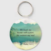 Psalm 23 2-3 Hij leidt me naast nog water Keych Sleutelhanger (Achterkant)