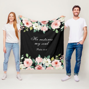 Psalm 23:3 Hij herstelt mijn zielenbijbelvers en R Fleece Deken