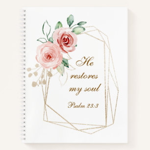 Psalm 23:3 Hij herstelt mijn zielenbijbelvers en R Notitieboek