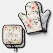 Psalm 23:3 Hij herstelt mijn zielenbijbelvers en R Ovenwant & Pannenlap Set (Voorkant / Achterkant)