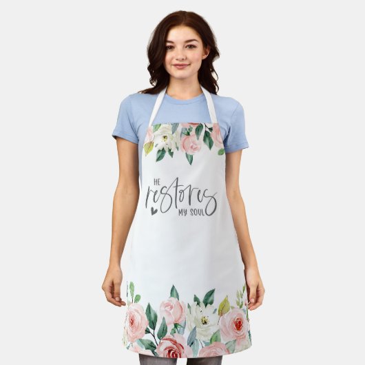 Psalm 23:3 Hij herstelt mijn zielenbijbelvers en R Schort (Gedragen)