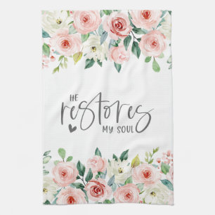 Psalm 23:3 Hij herstelt mijn zielenbijbelvers en R Theedoek