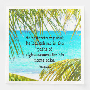 Psalm 23:3, Schrift: Hij herstelt mijn ziel-- Servetten