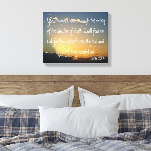 Psalm 23:4 Bijbelvers Canvas Afdruk (Insitu (Slaapkamer))