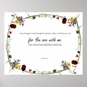 Psalm 23:4, Donkerste Vallei Ik zal geen vrees gee Poster