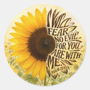 Psalm 23:4 Gele zonnebloem Ronde Sticker