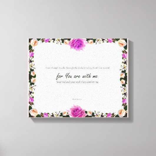 Psalm 23:4, gloeiroze verrekte canvas afdrukken (Voorkant)