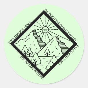 Psalm 23 4 Vrees geen kwaad Christelijk Bijbelvers Ronde Sticker