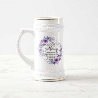 Psalm 23:6 Inspirerend Bijbelvers Paarse Bloemen Bierpul