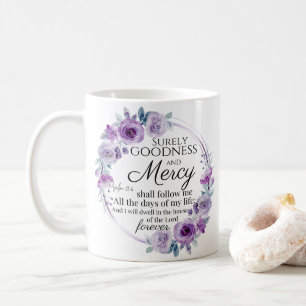 Psalm 23:6 Inspirerend Bijbelvers Paarse Bloemen Koffiemok
