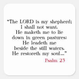 Psalm 23 Bijbel Schrift Vierkante Sticker