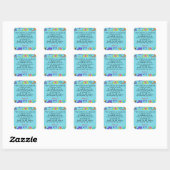 Psalm 23 Bijbelgebed Bloem Blauw Vierkante Sticker (Vel)