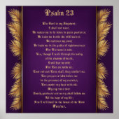 Psalm 23 Bijbelscriptie Gold Feathers Gicleé Poster (Voorkant)