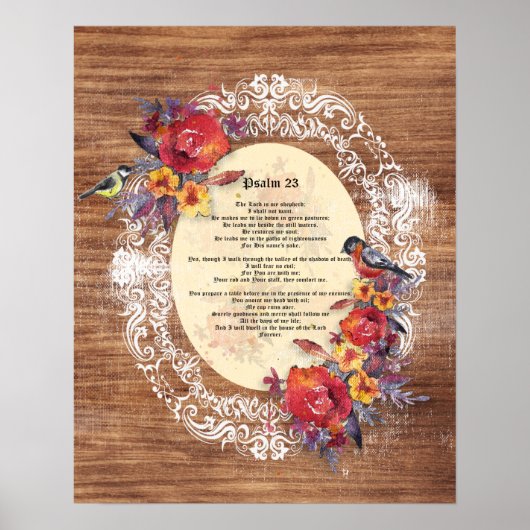 Psalm 23 Bijbelscripttekst Verhard hout Poster (Voorkant)