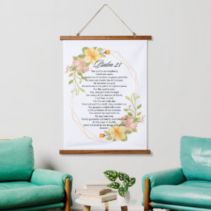 Psalm 23 Bijbelse Schrift Geel Bloemen Lijst Hangend Wandkleed
