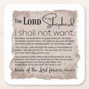 Psalm 23 Bijbeltekst  papier Vierkante Kartonnen Onderzetter