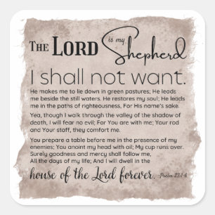 Psalm 23 Bijbeltekst papier Vierkante Sticker