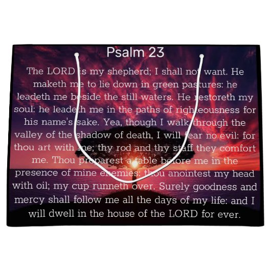 Psalm 23 Bijbelvers Boom Christelijk Groot Cadeauzakje (Voorkant)