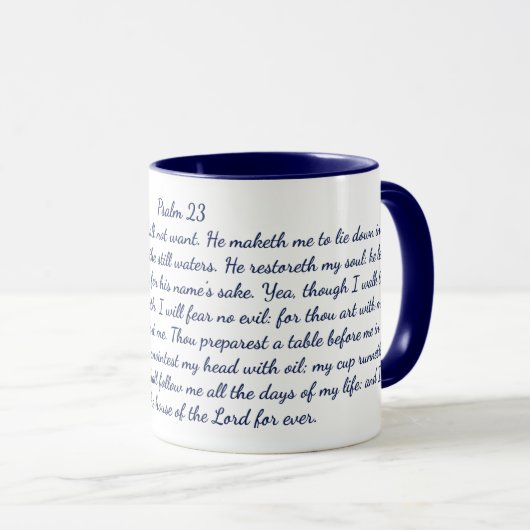 Psalm 23 Bijbelverse klassieke Mok, 11 oz koffie-M Mok (Voorkant rechts)