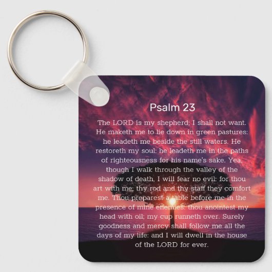Psalm 23 Bijbelverse zonneboom Sleutelhanger (Voorkant)