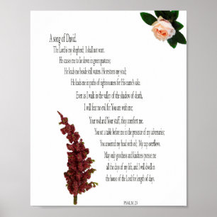 Psalm 23, Bloemengroen, Waarde Poster Papier (Mat)