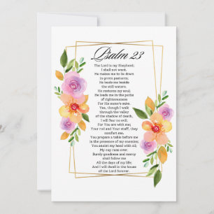 Psalm 23 Bloemige Geometrische Lijst Feestdagenkaart