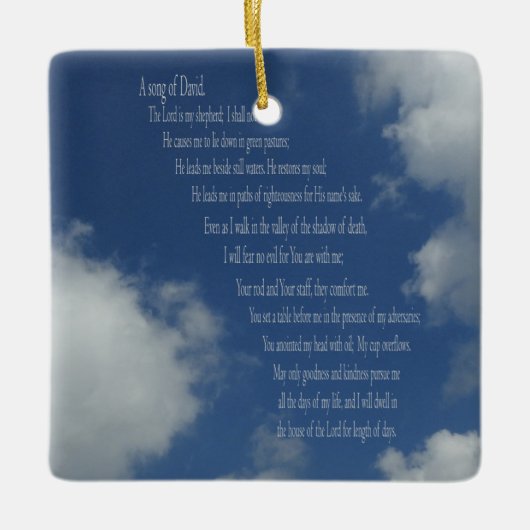 Psalm 23, Blue Sky, keramisch Ornament (Voorkant)