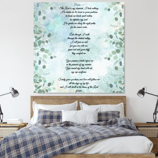 Psalm 23 Celestial Blue Abstract Canvas Afdruk (Insitu (Slaapkamer))